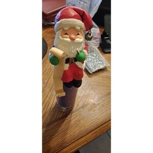 Vintage Hallmark Christmas Santa Claus Stocking Hanger Holder 3.25" Plastic List